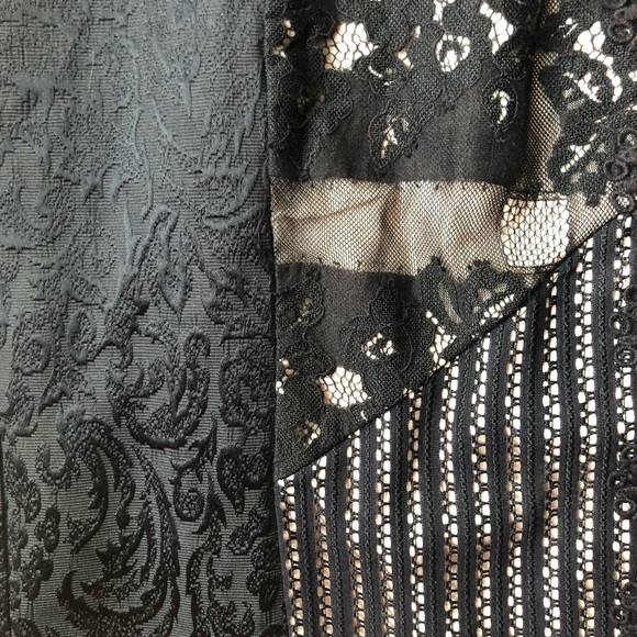 Anthropologie Moulinette Soeurs Sheath Dress 16 Black Floral Crochet Jacquard - Picture 6 of 8